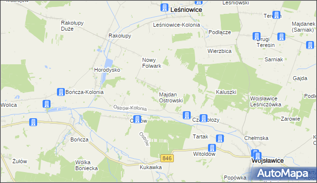 mapa Majdan Ostrowski, Majdan Ostrowski na mapie Targeo