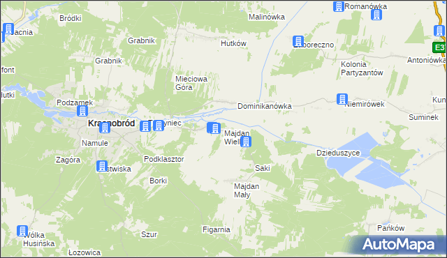 mapa Majdan Wielki gmina Krasnobród, Majdan Wielki gmina Krasnobród na mapie Targeo