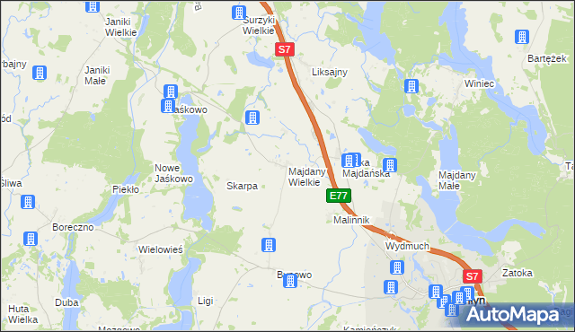 mapa Majdany Wielkie, Majdany Wielkie na mapie Targeo