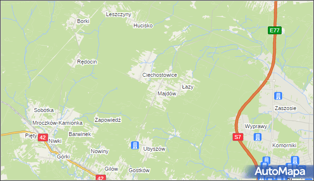 mapa Majdów, Majdów na mapie Targeo