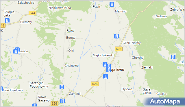 mapa Majki-Tykiewki, Majki-Tykiewki na mapie Targeo