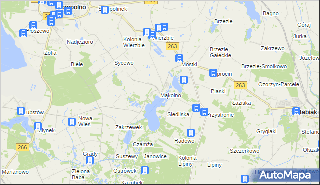 mapa Mąkolno gmina Sompolno, Mąkolno gmina Sompolno na mapie Targeo