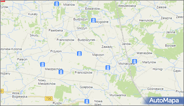 mapa Mąkosin, Mąkosin na mapie Targeo