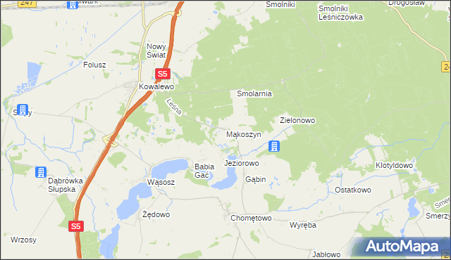 mapa Mąkoszyn gmina Szubin, Mąkoszyn gmina Szubin na mapie Targeo