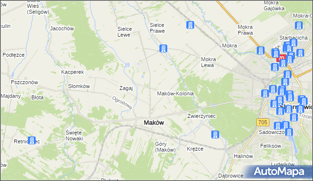mapa Maków-Kolonia, Maków-Kolonia na mapie Targeo