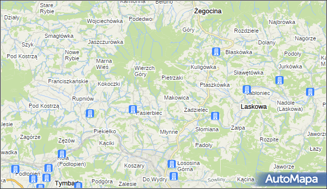 mapa Makowica gmina Limanowa, Makowica gmina Limanowa na mapie Targeo