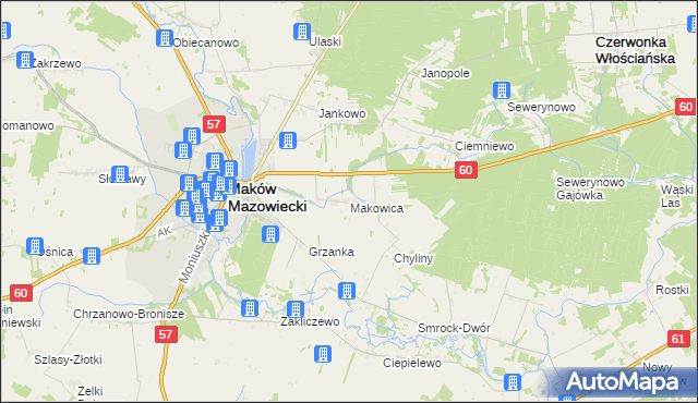 mapa Makowica gmina Szelków, Makowica gmina Szelków na mapie Targeo