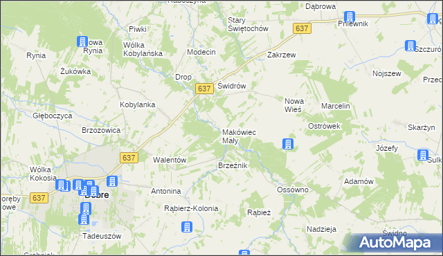 mapa Makówiec Mały, Makówiec Mały na mapie Targeo