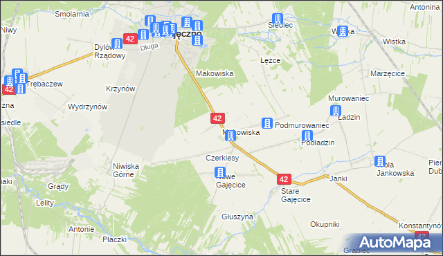 mapa Makowiska gmina Pajęczno, Makowiska gmina Pajęczno na mapie Targeo