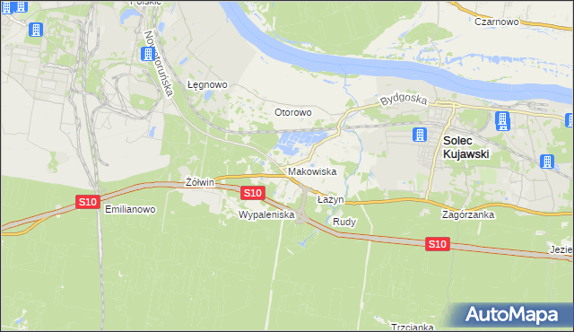 mapa Makowiska gmina Solec Kujawski, Makowiska gmina Solec Kujawski na mapie Targeo