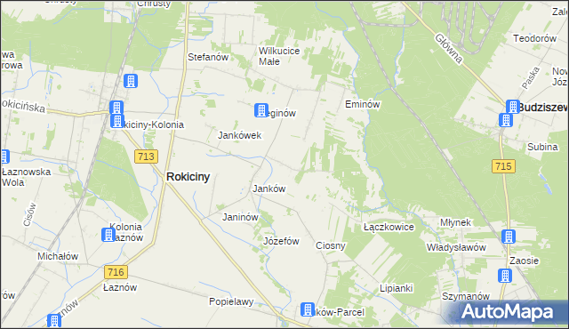 mapa Maksymilianów gmina Rokiciny, Maksymilianów gmina Rokiciny na mapie Targeo