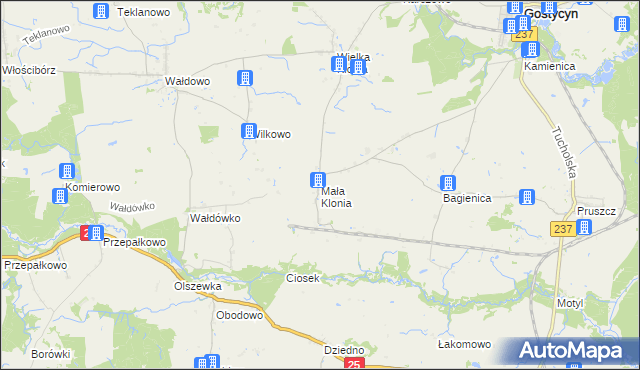 mapa Mała Klonia gmina Gostycyn, Mała Klonia gmina Gostycyn na mapie Targeo