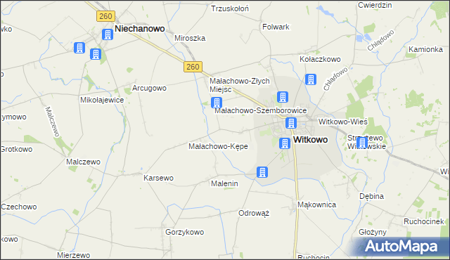 mapa Małachowo-Wierzbiczany, Małachowo-Wierzbiczany na mapie Targeo