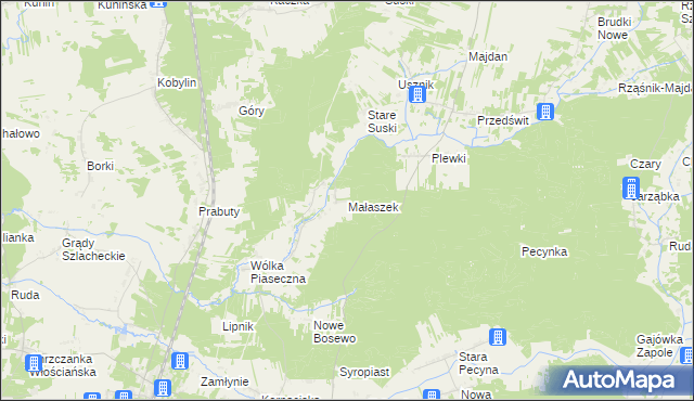 mapa Małaszek, Małaszek na mapie Targeo