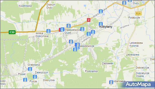 mapa Małaszewicze, Małaszewicze na mapie Targeo