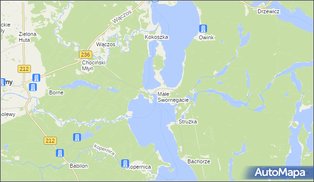 mapa Małe Swornegacie, Małe Swornegacie na mapie Targeo