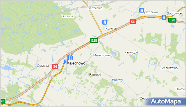 mapa Malechówko, Malechówko na mapie Targeo