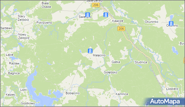 mapa Malęcino, Malęcino na mapie Targeo