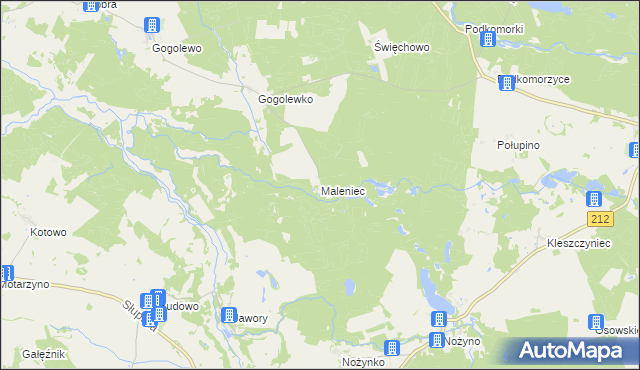 mapa Maleniec gmina Dębnica Kaszubska, Maleniec gmina Dębnica Kaszubska na mapie Targeo