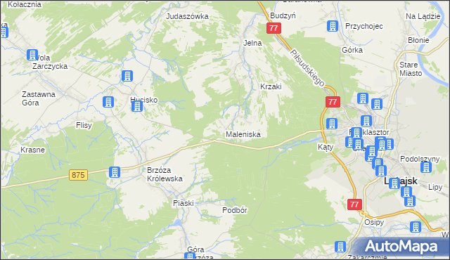 mapa Maleniska gmina Leżajsk, Maleniska gmina Leżajsk na mapie Targeo