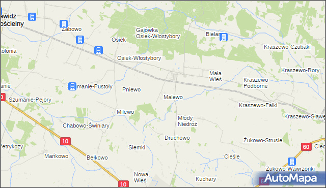 mapa Malewo gmina Raciąż, Malewo gmina Raciąż na mapie Targeo