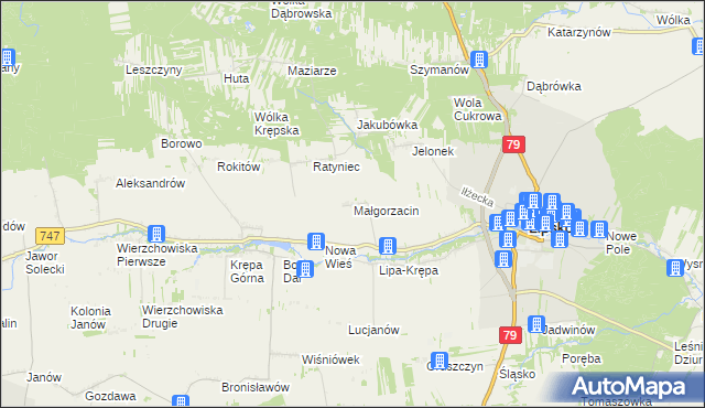 mapa Małgorzacin gmina Lipsko, Małgorzacin gmina Lipsko na mapie Targeo
