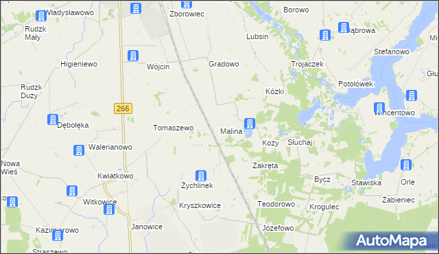 mapa Malina gmina Piotrków Kujawski, Malina gmina Piotrków Kujawski na mapie Targeo