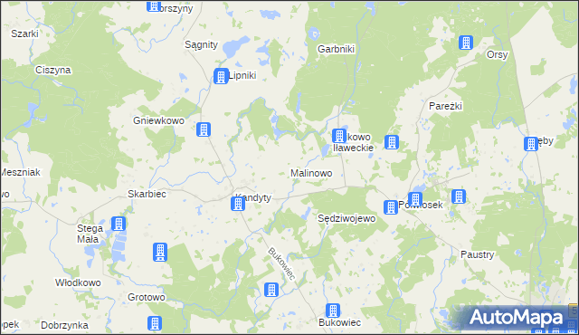 mapa Malinowo gmina Górowo Iławeckie, Malinowo gmina Górowo Iławeckie na mapie Targeo