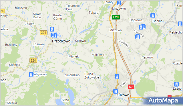 mapa Małkowo, Małkowo na mapie Targeo