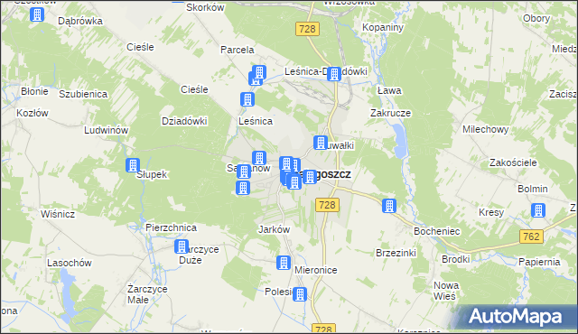 mapa Małogoszcz, Małogoszcz na mapie Targeo