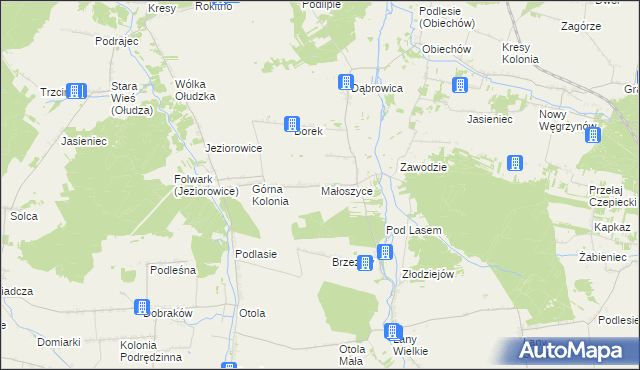 mapa Małoszyce gmina Żarnowiec, Małoszyce gmina Żarnowiec na mapie Targeo