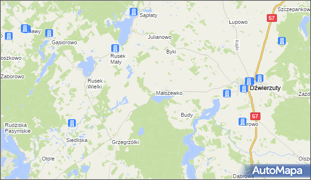 mapa Małszewko, Małszewko na mapie Targeo