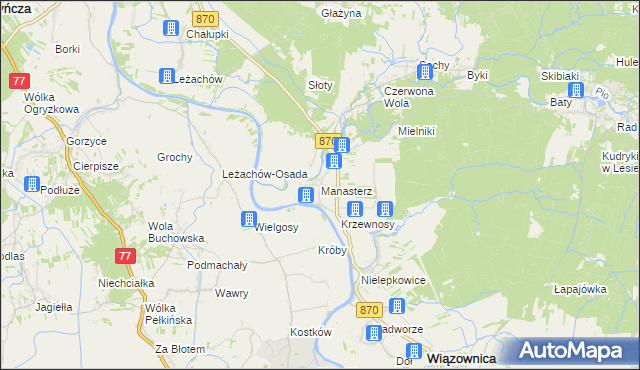 mapa Manasterz gmina Wiązownica, Manasterz gmina Wiązownica na mapie Targeo