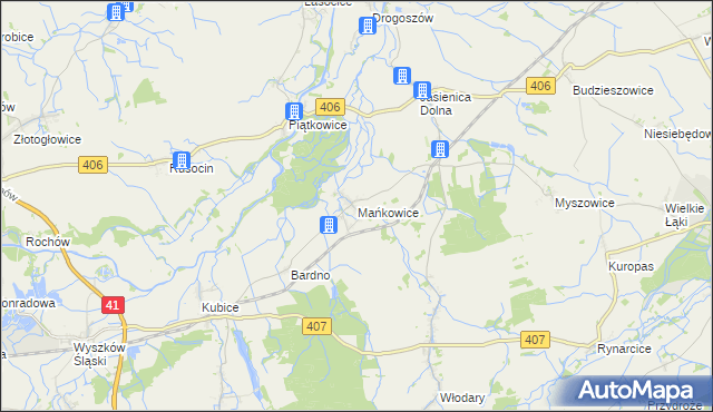 mapa Mańkowice, Mańkowice na mapie Targeo