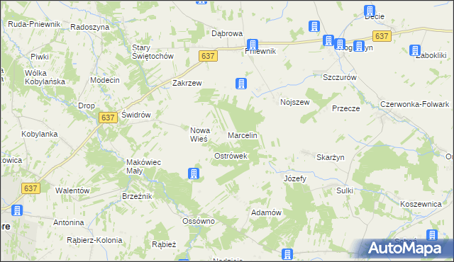 mapa Marcelin gmina Dobre, Marcelin gmina Dobre na mapie Targeo