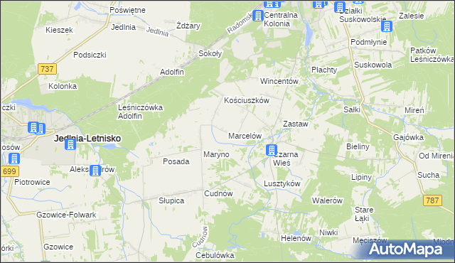 mapa Marcelów gmina Pionki, Marcelów gmina Pionki na mapie Targeo