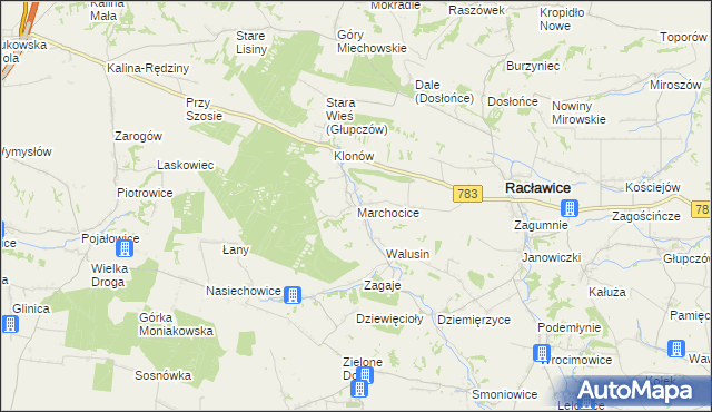 mapa Marchocice gmina Racławice, Marchocice gmina Racławice na mapie Targeo