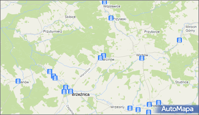 mapa Marcinów gmina Brzeźnica, Marcinów gmina Brzeźnica na mapie Targeo