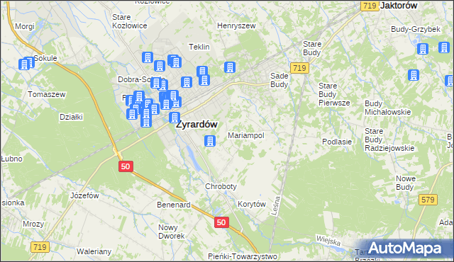 mapa Mariampol gmina Jaktorów, Mariampol gmina Jaktorów na mapie Targeo