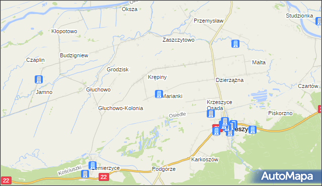 mapa Marianki gmina Krzeszyce, Marianki gmina Krzeszyce na mapie Targeo