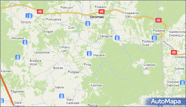 mapa Marianki gmina Stromiec, Marianki gmina Stromiec na mapie Targeo