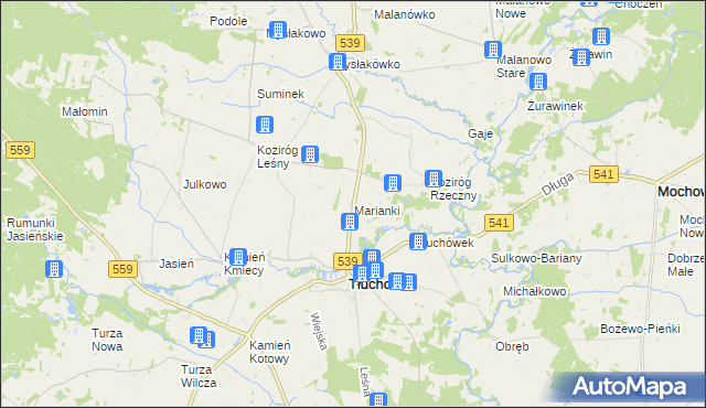 mapa Marianki gmina Tłuchowo, Marianki gmina Tłuchowo na mapie Targeo