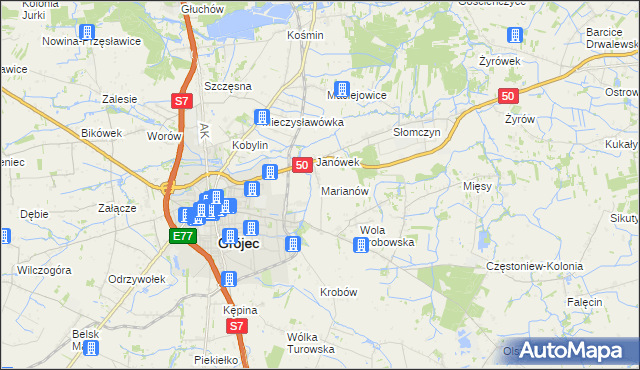 mapa Marianów gmina Grójec, Marianów gmina Grójec na mapie Targeo