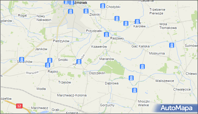 mapa Marianów gmina Koźminek, Marianów gmina Koźminek na mapie Targeo