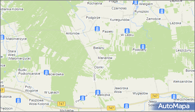 mapa Marianów gmina Rzeczniów, Marianów gmina Rzeczniów na mapie Targeo