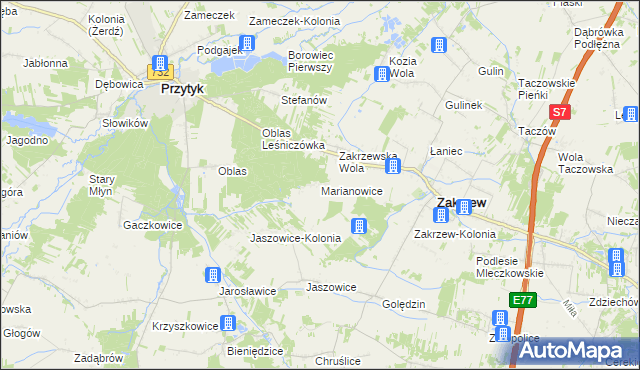 mapa Marianowice, Marianowice na mapie Targeo