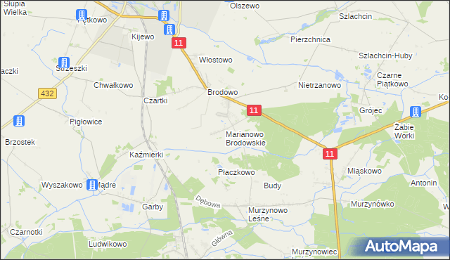 mapa Marianowo Brodowskie, Marianowo Brodowskie na mapie Targeo