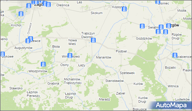 mapa Mariantów gmina Zagórów, Mariantów gmina Zagórów na mapie Targeo