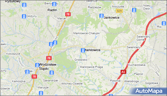 mapa Marklowice, Marklowice na mapie Targeo