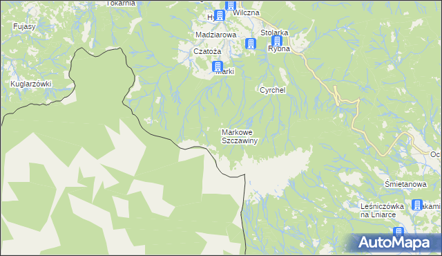 mapa Markowe Szczawiny, Markowe Szczawiny na mapie Targeo